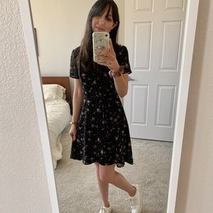 WAYF Black Floral Wrap Dress